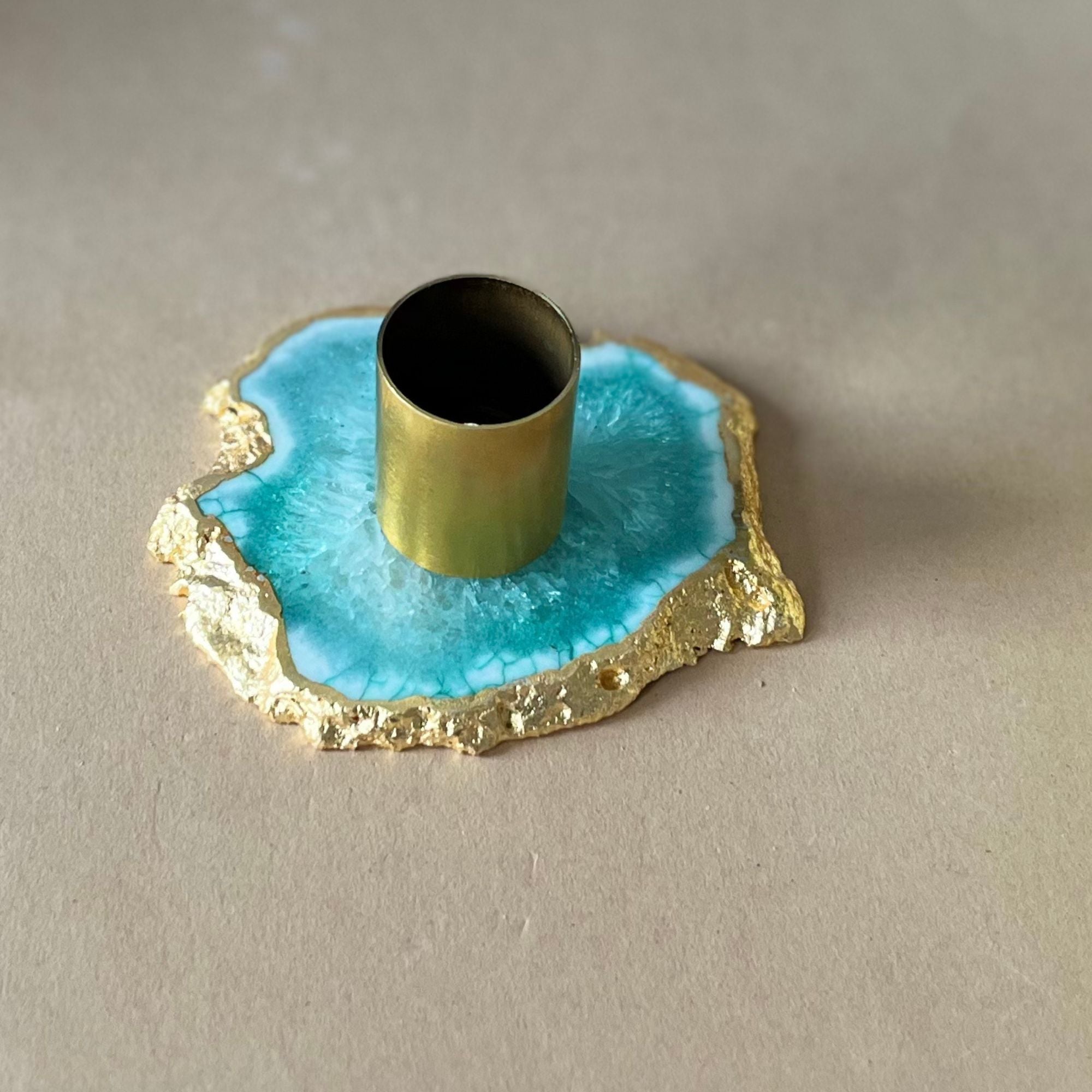 Green Agate Candle Holders