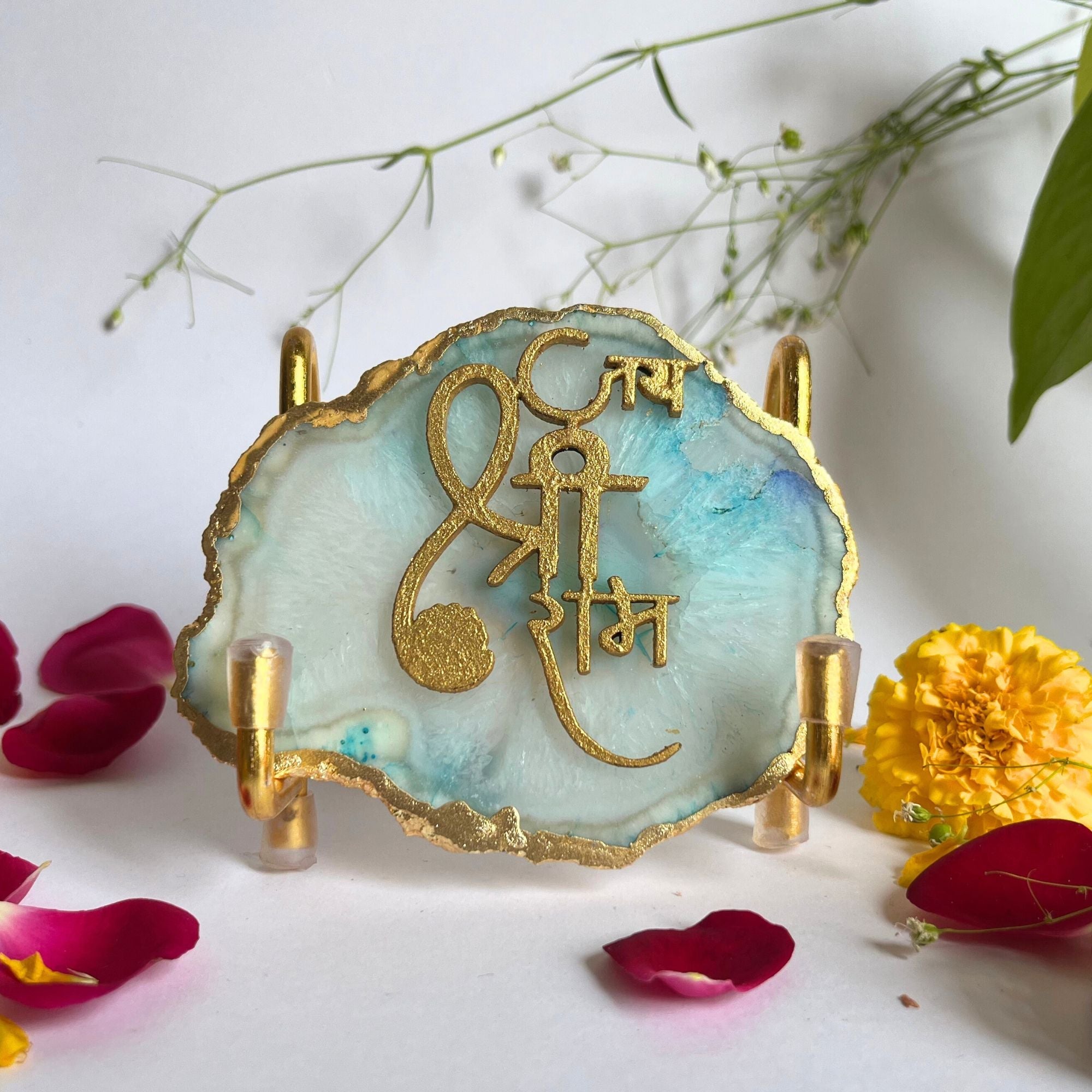 Jai Shree Ram - Turquoise Agate  Metal Stand