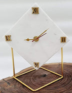 Diamond Marble Desktop Clock  With Metal Stand