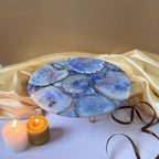 Blue Agate Cake Stand with Metal Base- 10 Inches
