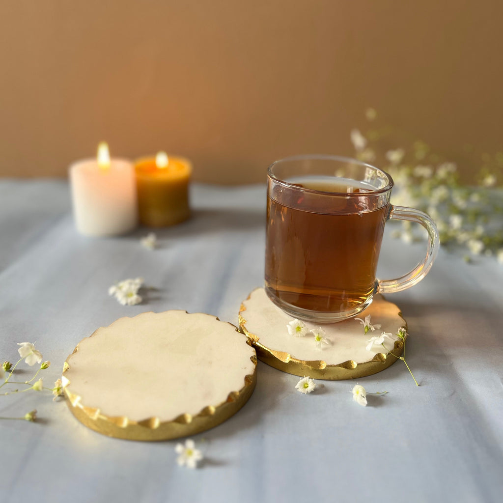 White Marble Round Coaster