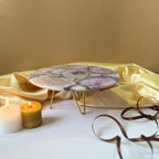 Multicolor Agate Cake Stand with Metal Base  - 10 Inches