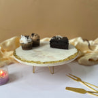 Marble Gold Plated Cake Stand with Metal Base - 10 Inches