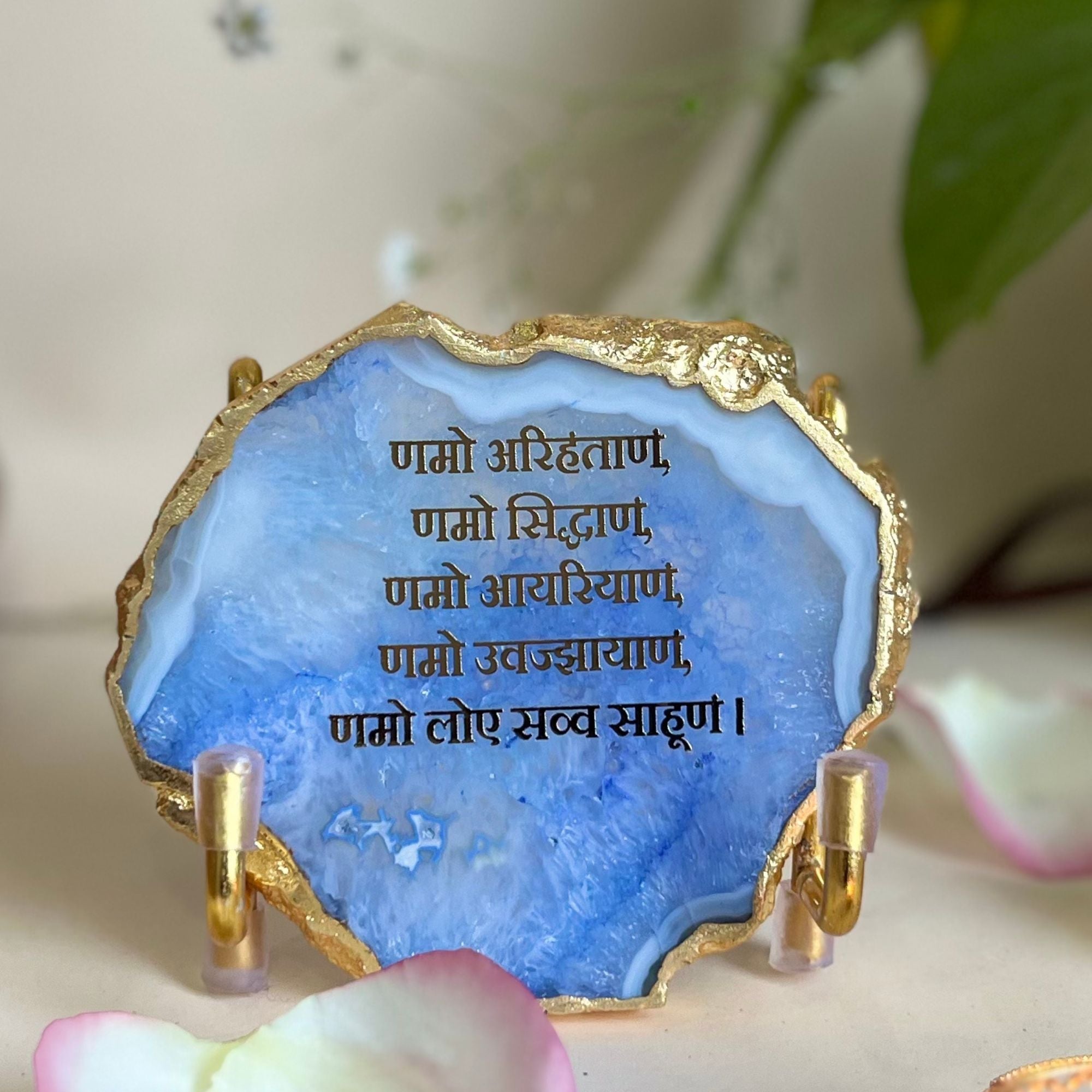 Namokar Mantra - turquoise Agate Metal Stand