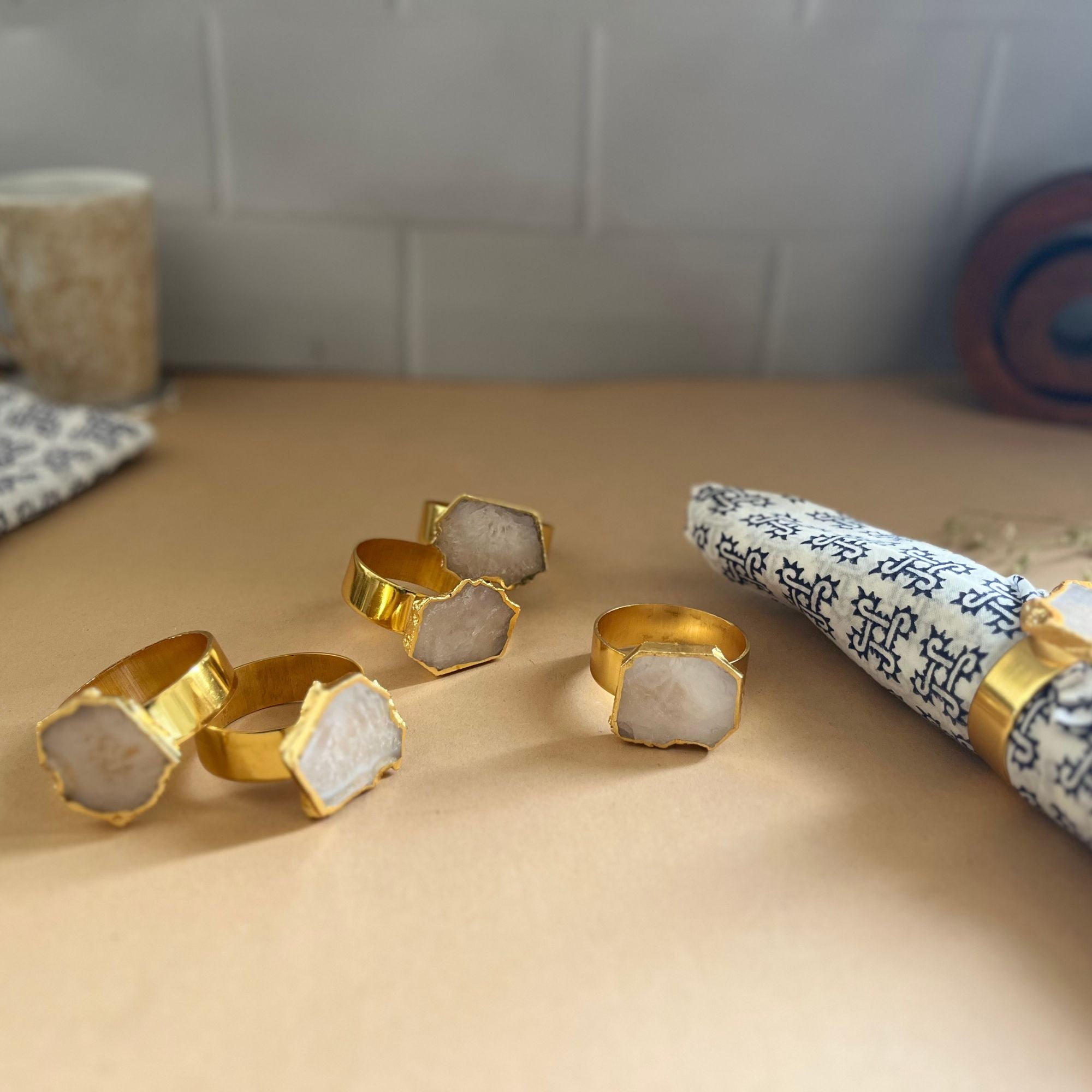 Purple Agate Napkin Rings Set