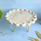 Round Floral shape Natural Marble Pastry Stand
