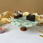 Purple Agate Cake Stand with Wooden Base - 10 Inches