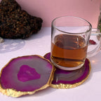 Green  Natural Brazilian Agate Coaster with Silver Plating