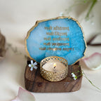 Namokar Mantra Agate Tea Light Holder  with Wood Stand