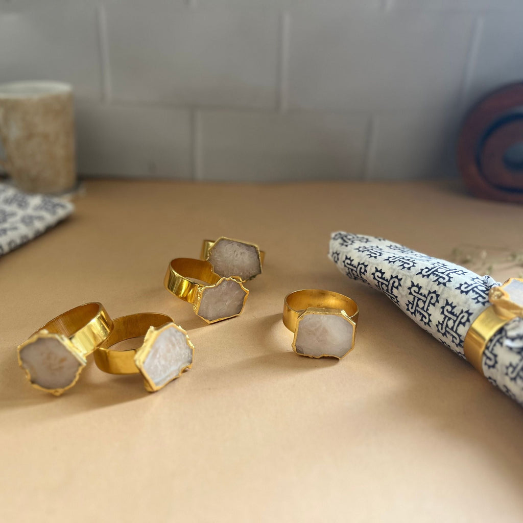 Turquoise Agate Napkin Rings Set