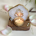Agate Lord ganesh Tea Light Holder With Wooden Stand