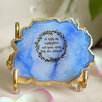Gayatri Mantra Blue Agate Metal Stand
