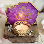Agate Lord ganesh Tea Light Holder With Wooden Stand