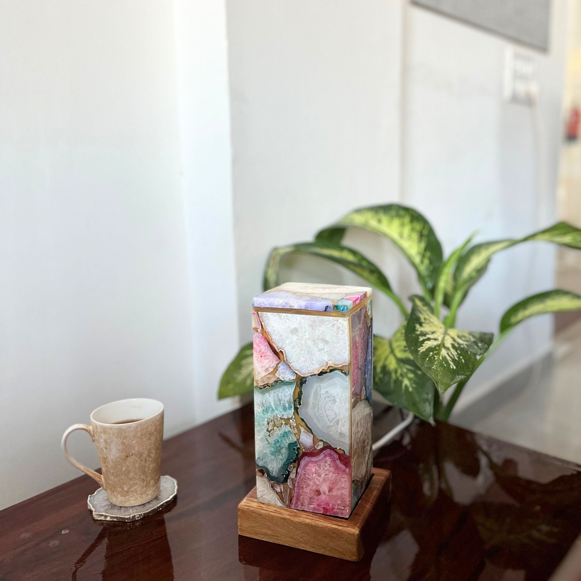 Multi color Agate Table Lamp