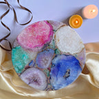 Green Agate Cake Stand with Metal Base - 10 Inches