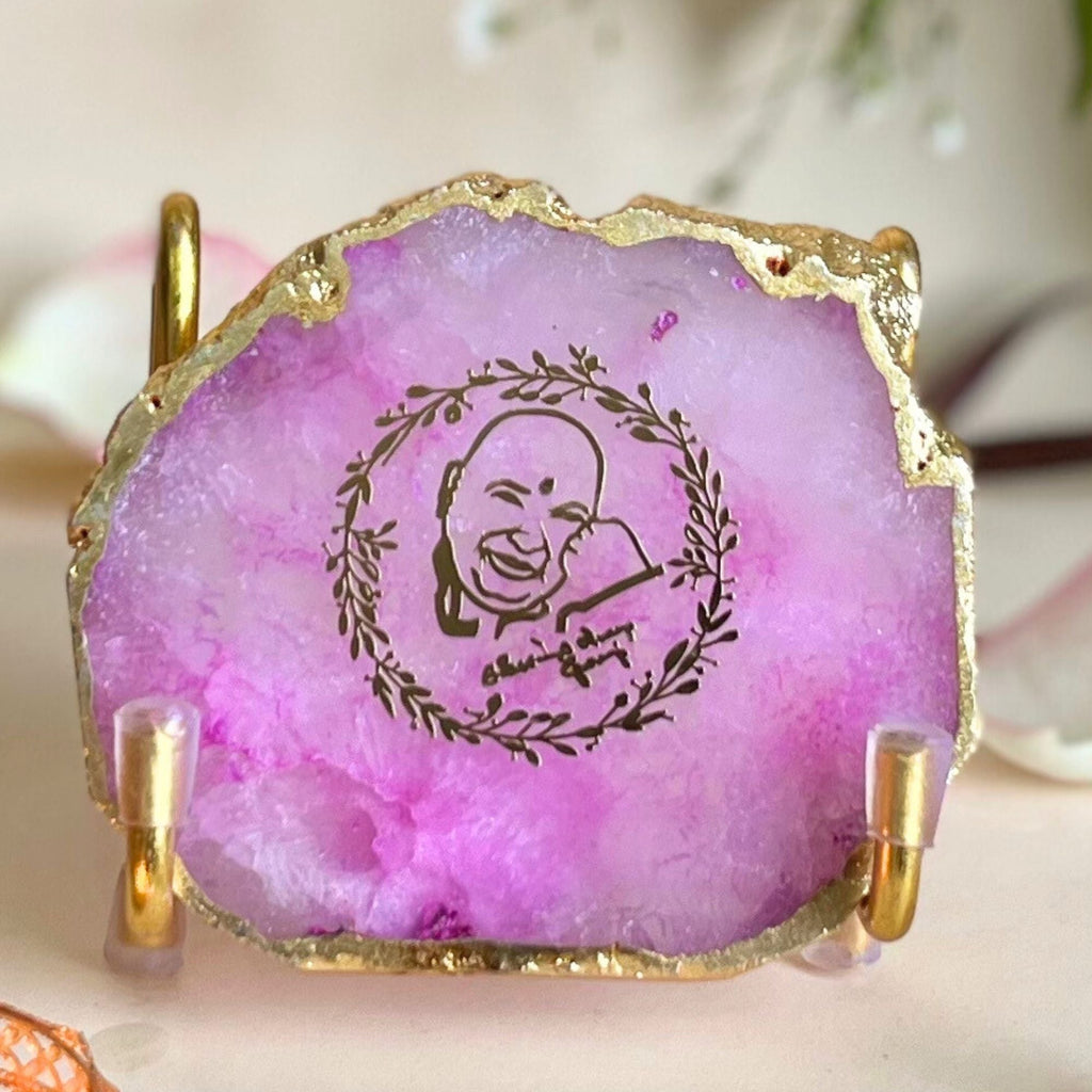 GURU JEE- Pink Agate Metal Stand