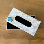 Green Agate with  Mother of Pearl Tissue Box Holder