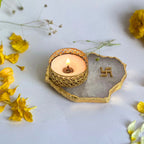 Swastika Agate Tea Light Candle Holder, Diwali Decor