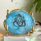 Lord Ganesh Ji - Turquoise Agate Metal Stand