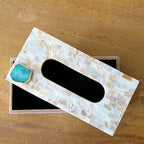 Pink Agate with  Mother of Pearl Tissue Box Holder