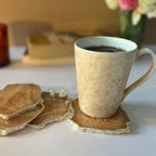 White  Crystal Agate Coaster With Silver Plating