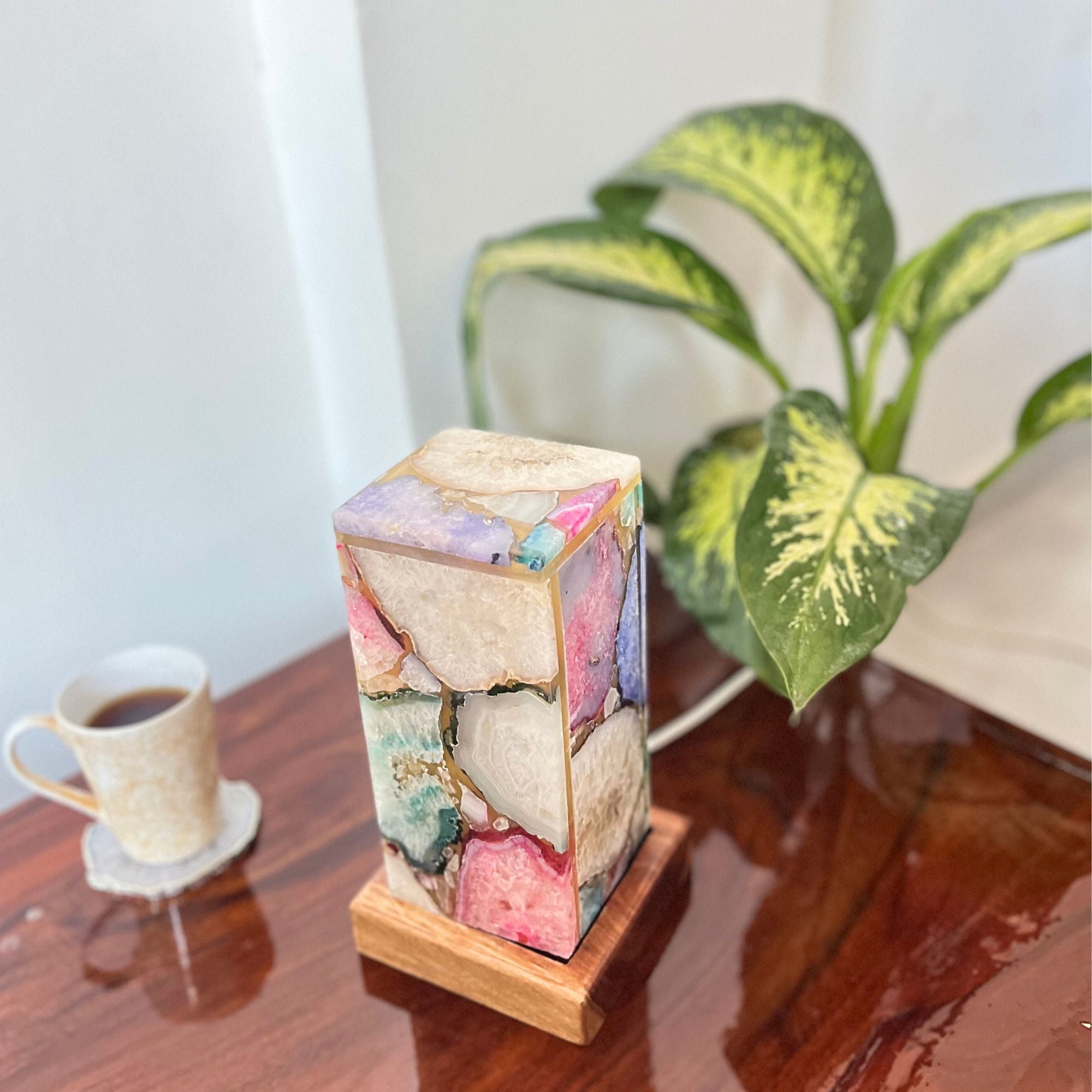 Multi color Agate Table Lamp