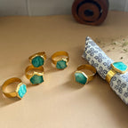 Green Agate Napkin Rings Set