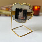 Blue Crystal Agate Desktop Clock with Metal  Stand