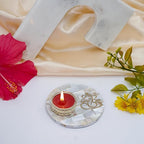OM Tea Light Holder Mother of Pearl Festive Home Décor Light Holder