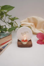 Tea Light Holder Marble with Wood with figurine