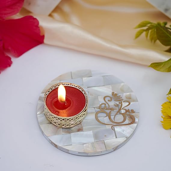Jai Shree Ram Tea Light Holder Mother of Pearl