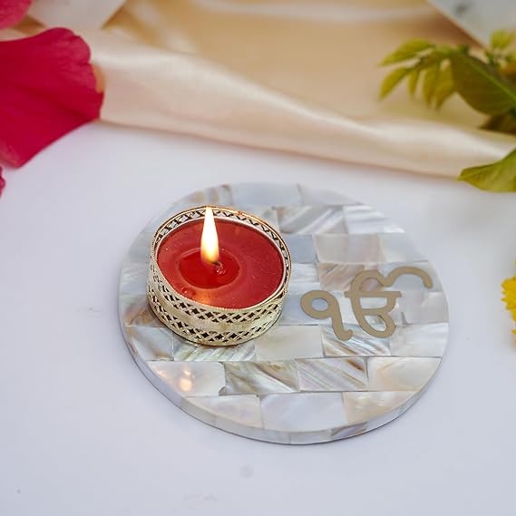 Jai Shree Ram Tea Light Holder Mother of Pearl