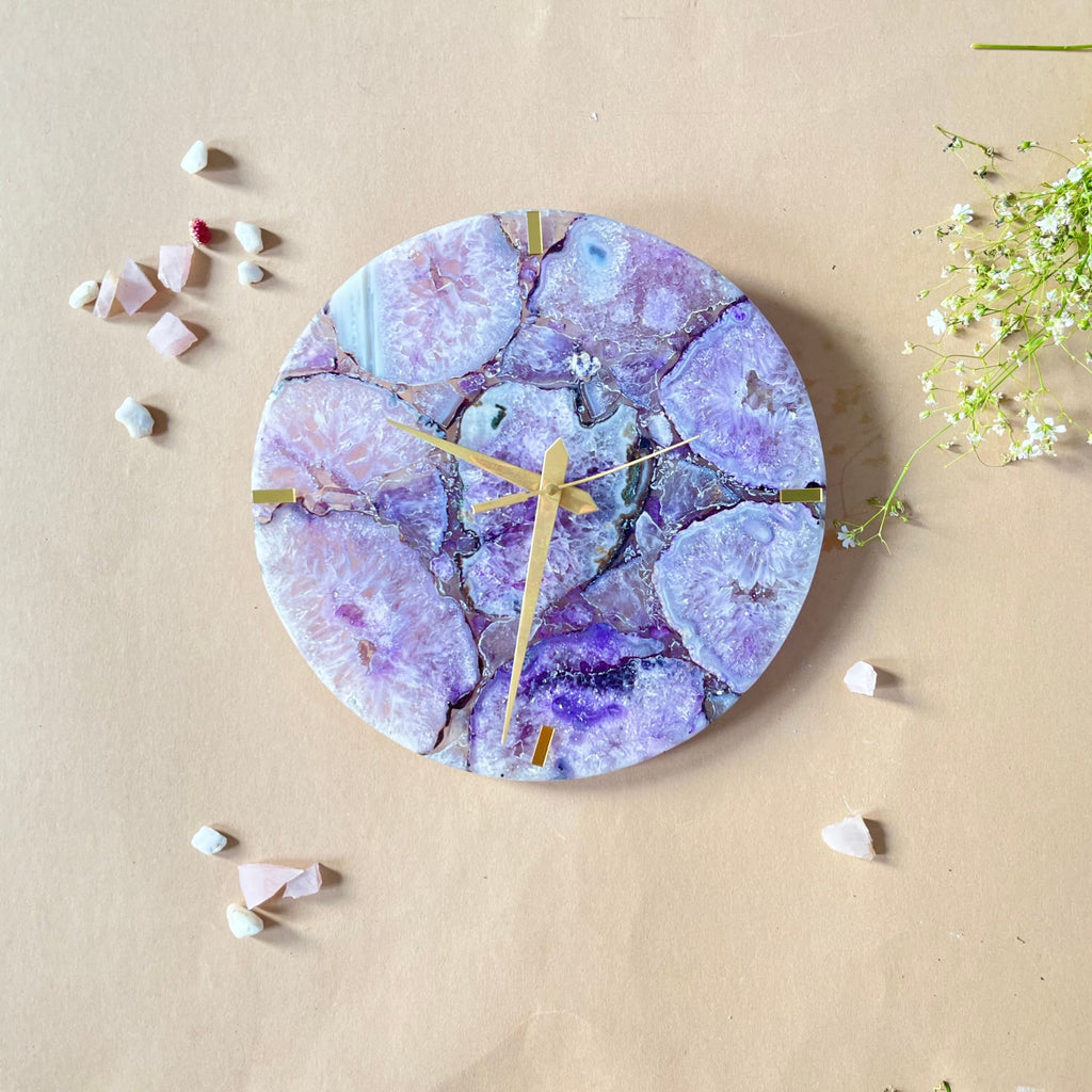 Purple  Agate Round Wall Clock