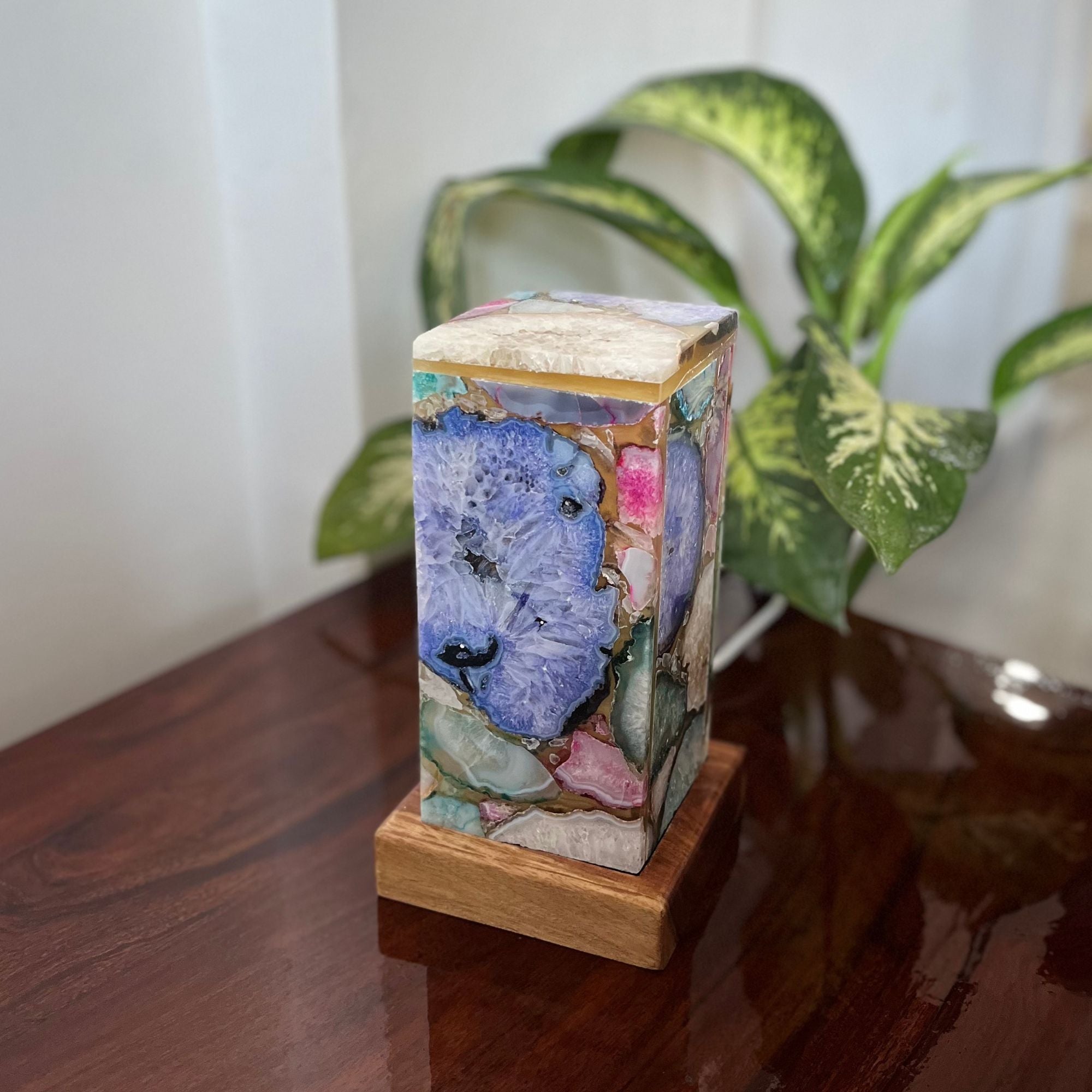 Multi color Agate Table Lamp