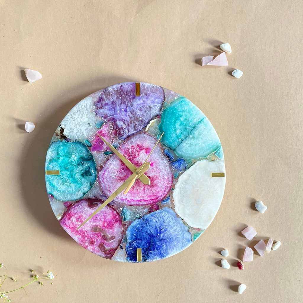 Blue  Agate Round Wall Clock
