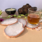Green  Crystal Agate Coaster With Rose Gold Plating