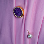 Pink Solar Agate Gold Plated Brooch