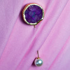 Pink Solar Agate Gold Plated Brooch