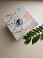 OM Agate with Marble Base Back Side Tealight-Green