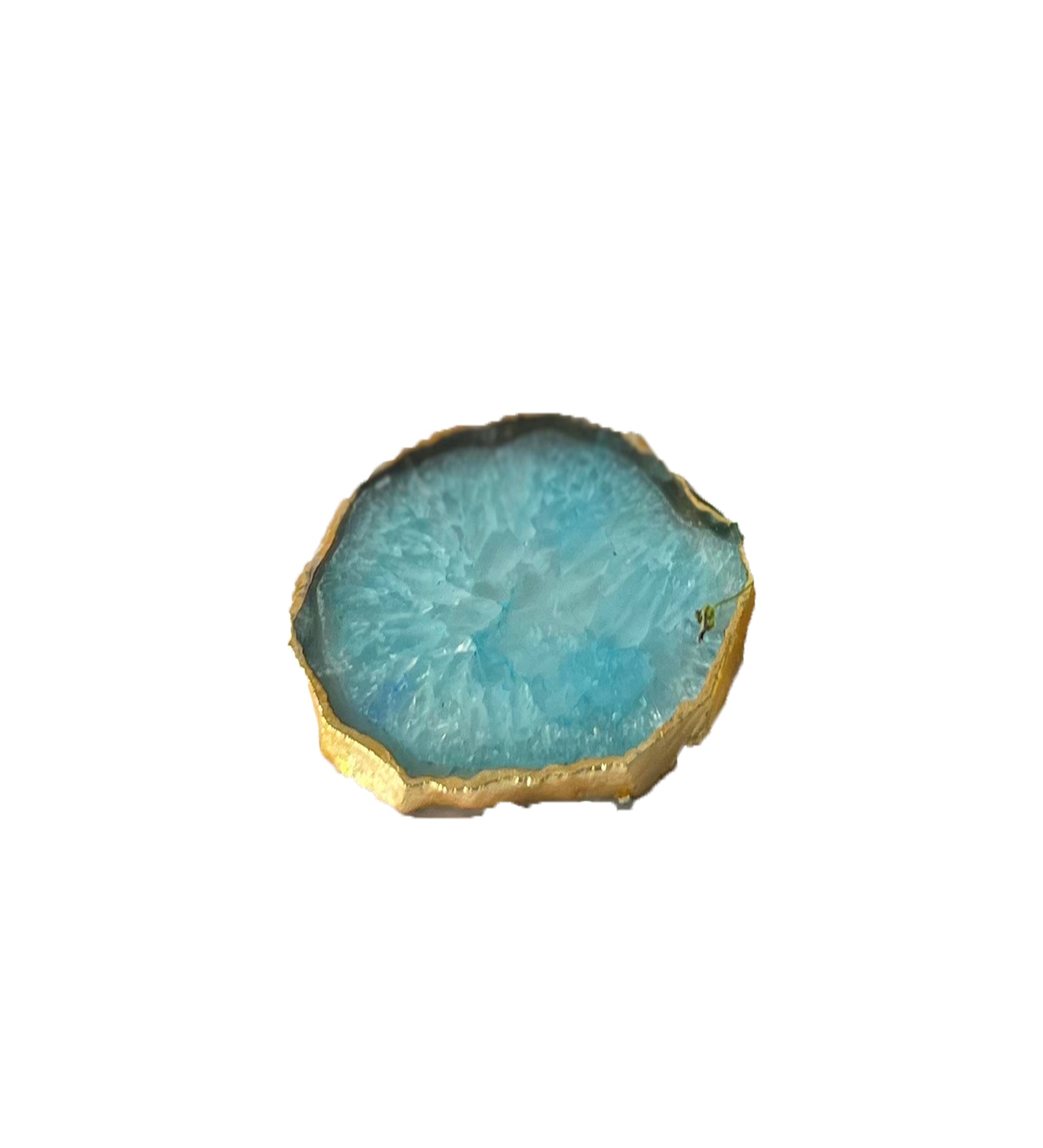 Crystal Agate Coaster Gold Plated Set of 4- Turquoise