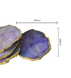 Crystal Agate Coaster Gold Plated Set of 4- Purple
