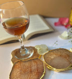 Crystal Agate Coaster Gold Plated Set of 4- Brown