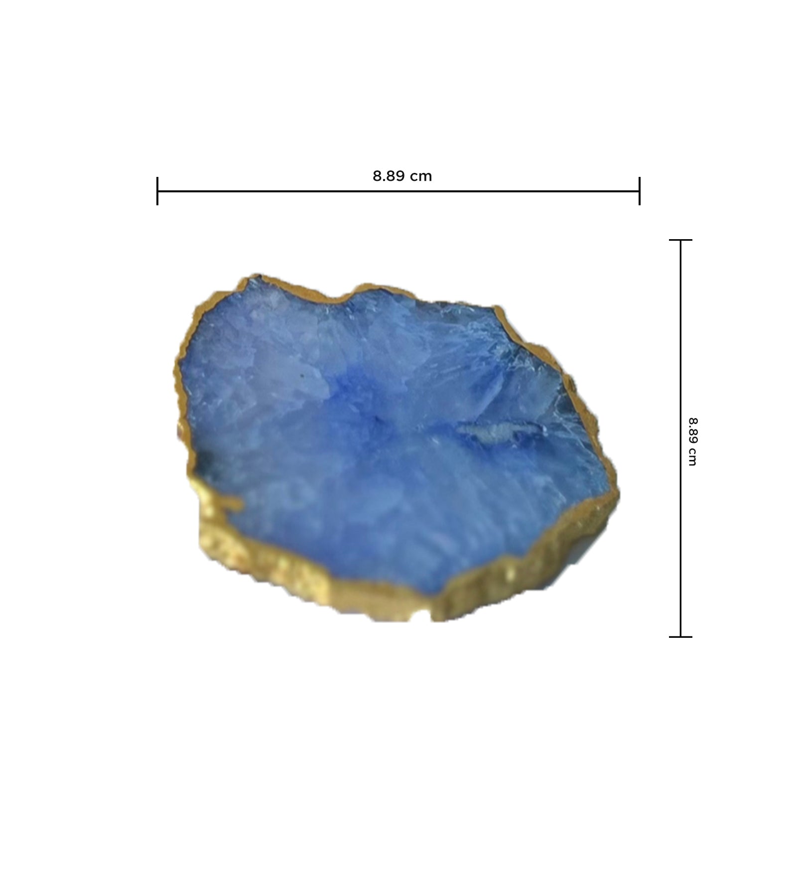 Crystal Agate Coaster Gold Plated Set of 2- Blue