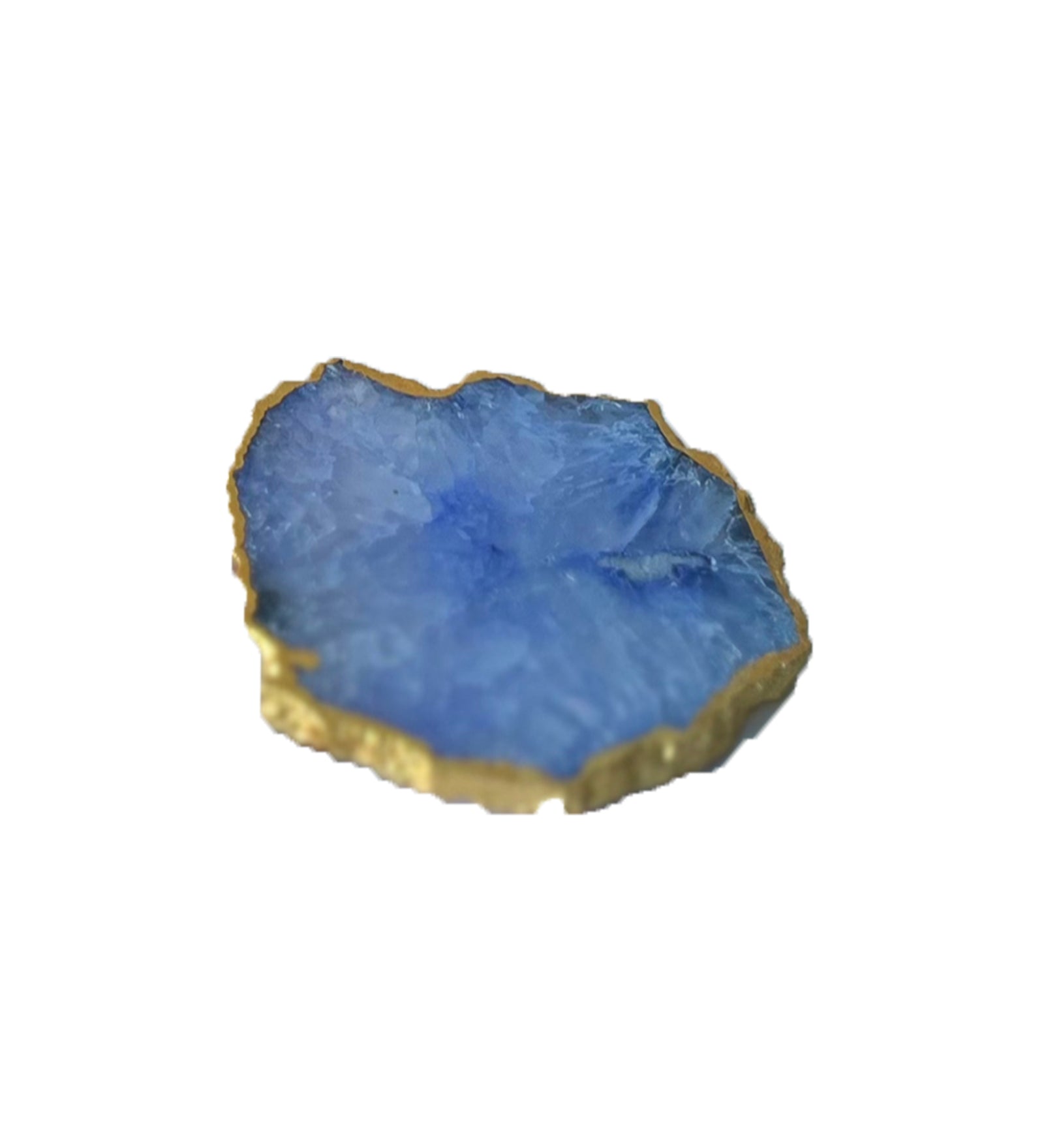 Crystal Agate Coaster Gold Plated Set of 2- Blue