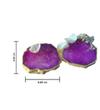 Crystal Agate Coaster Gold Plated Set of 2- Pink