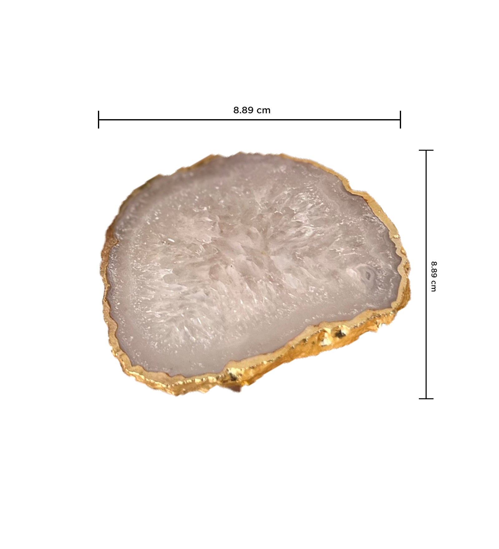 Crystal Agate Coaster Gold Plated Set of 2- White