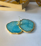 Crystal Agate Coaster Gold Plated Set of 2- Turquoise