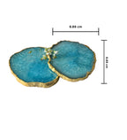 Crystal Agate Coaster Gold Plated Set of 2- Turquoise