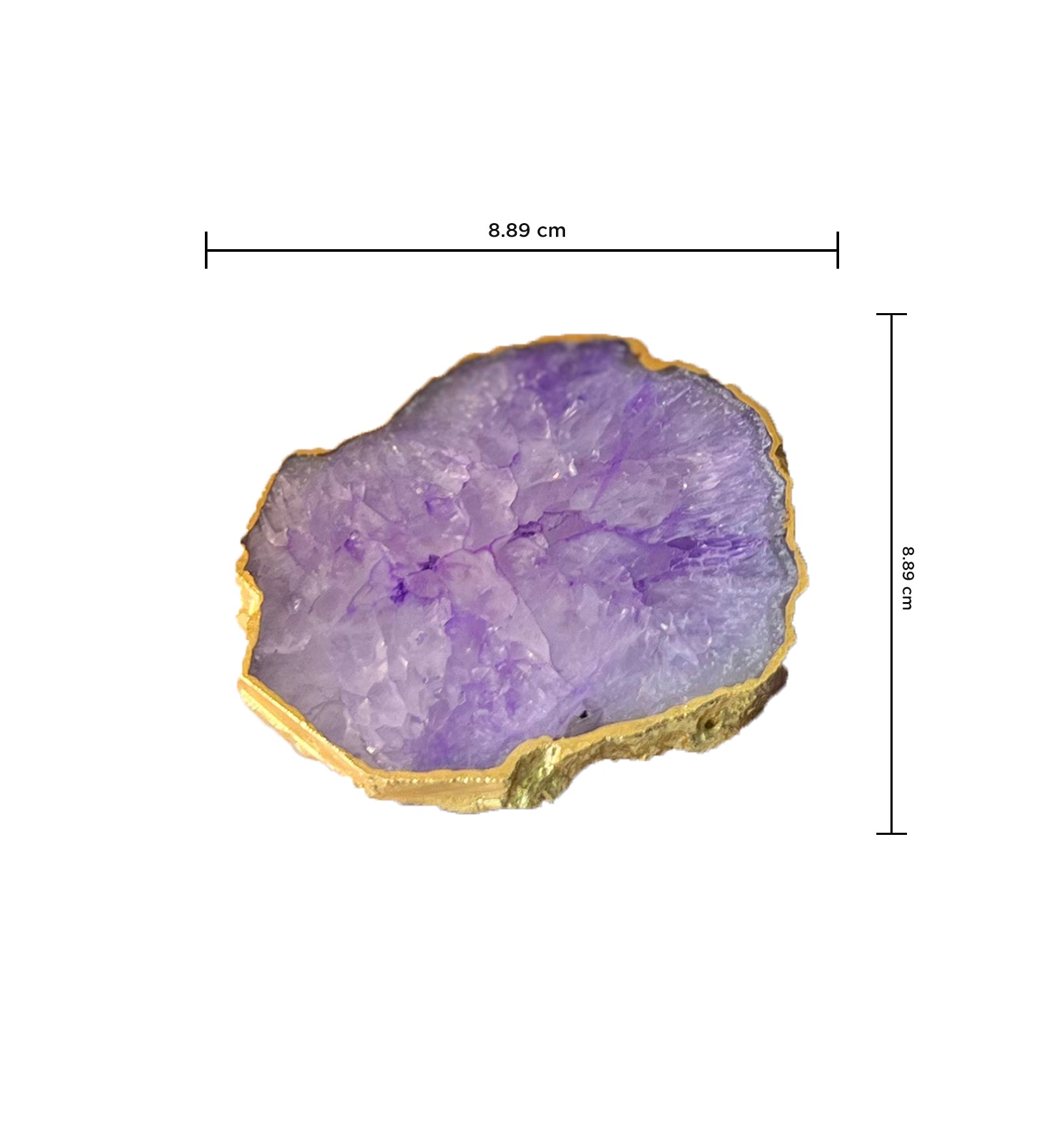 Crystal Agate Coaster Gold Plated Set of 2- Purple