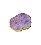 Crystal Agate Coaster Gold Plated Set of 2- Purple